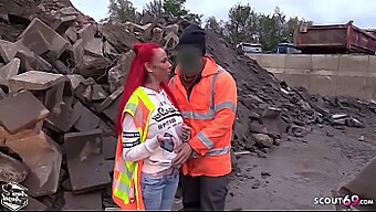 Young German Redhead Gets Seduced By A Strange Worker For Outdoor Bareback Action