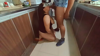 Skinny Mature Woman Enjoys Hot Sex With Her Cousin In The Kitchen