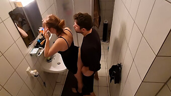 Amateur Couple'S Bathroom Tryst With Unexpected Interruption