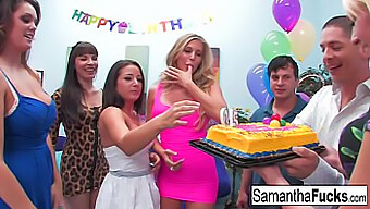 Orgia Di Compleanno Di Samantha: Una Sessione Di Scopata Selvaggia E Hardcore