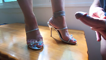 Wife'S Sexy High Heels And Mules Get Covered In Cum