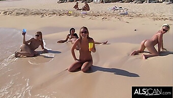 Six Passionate Lesbians Indulge In Outdoor Beach Fun With Various Sexual Activities Including Doggy Style, Pussy Licking, And Fingering