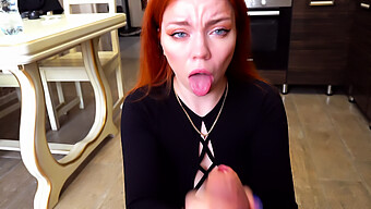 Redhead Babe Takes On Big Cock And Swallows Cum