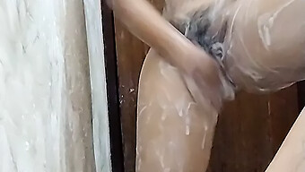 Desi Aunty Massages Her Boyfriend'S Hard Cock In The Bathroom