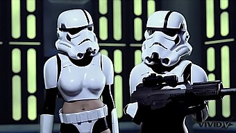 Cosplay sống động: Tình dục Wookie với Stormtroopers và con cặc to của Wookiee