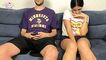 Step-Sister Discovers Step-Brother'S Sizable Member Through His Shorts And Can'T Help Herself. Shared Handjob Leads To Mutual Climax