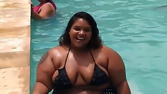 Bbw With Natural Tits Enjoys Poolside Sex